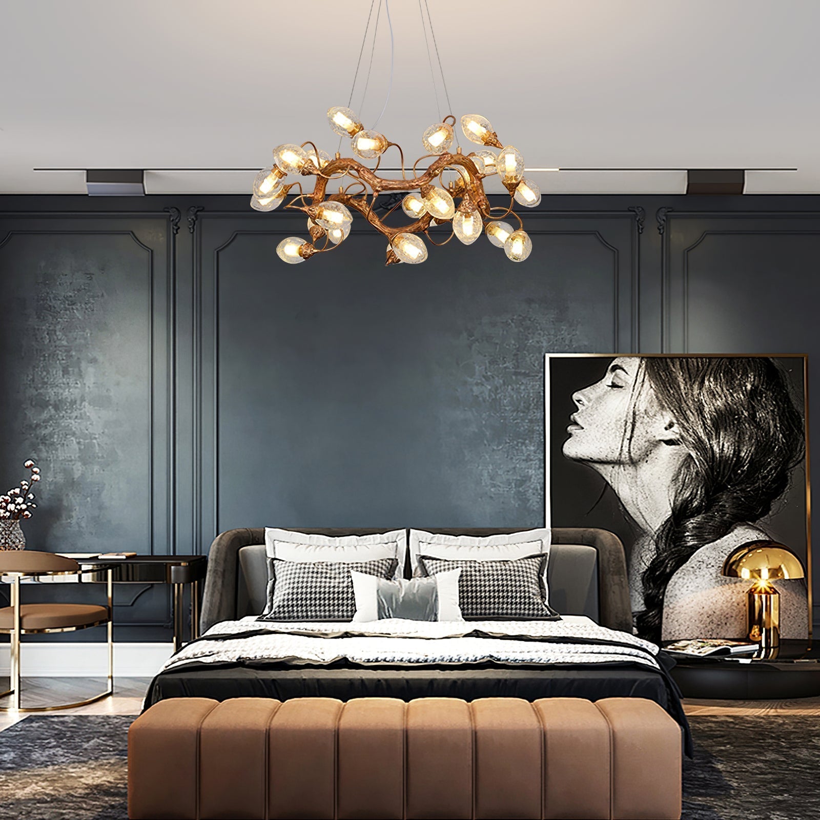 Lotus Bud Brass Chandeliers