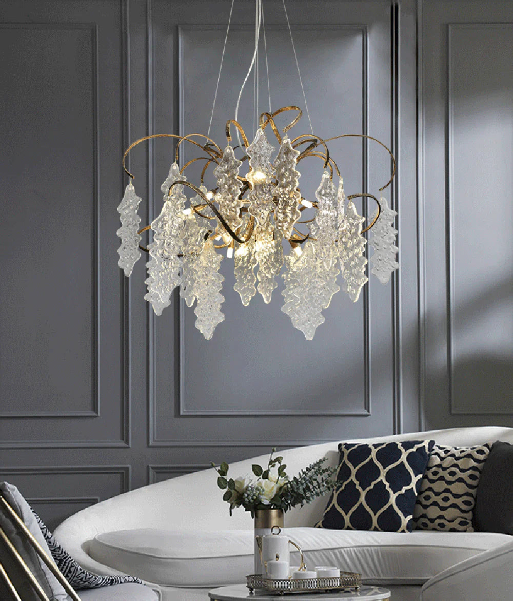 Kyle Luxury Niagara Round Glass Chandelier 23.6" 35.5"D