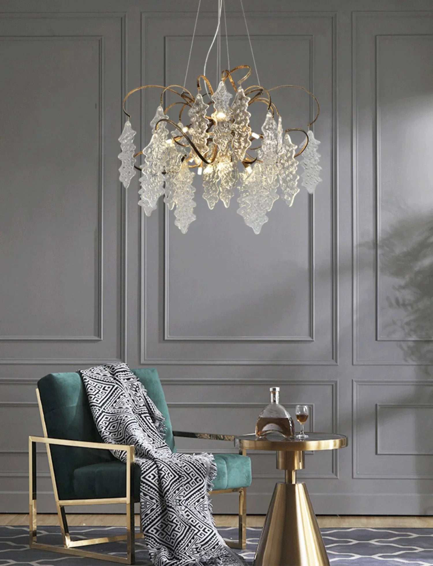 Kyle Luxury Niagara Round Glass Chandelier 23.6" 35.5"D