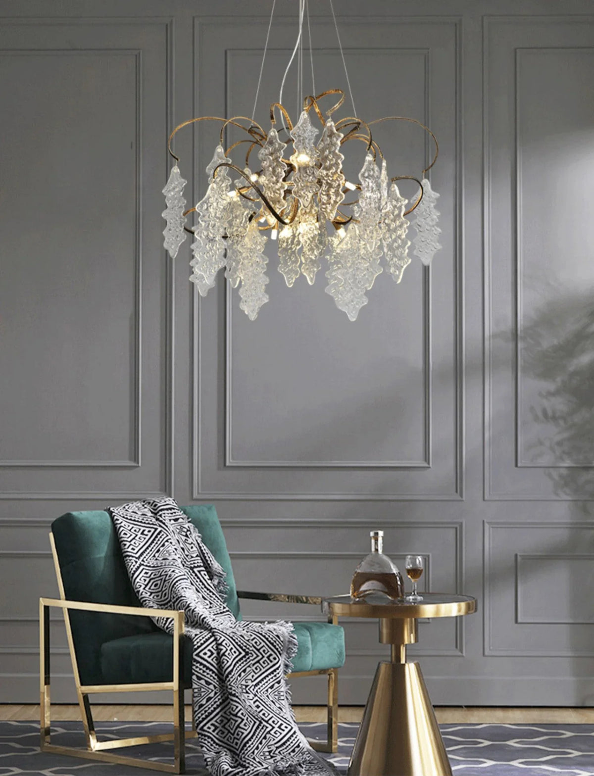 Kyle Luxury Niagara Round Glass Chandelier 23.6" 35.5"D