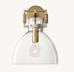 MACHINIST GLASS CLOCHE SCONCE 10"