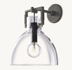 MACHINIST GLASS CLOCHE SCONCE 10"