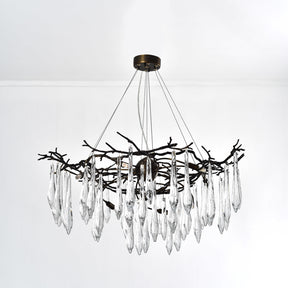 Lucio Teardrop Branch Brass Round Chandelier