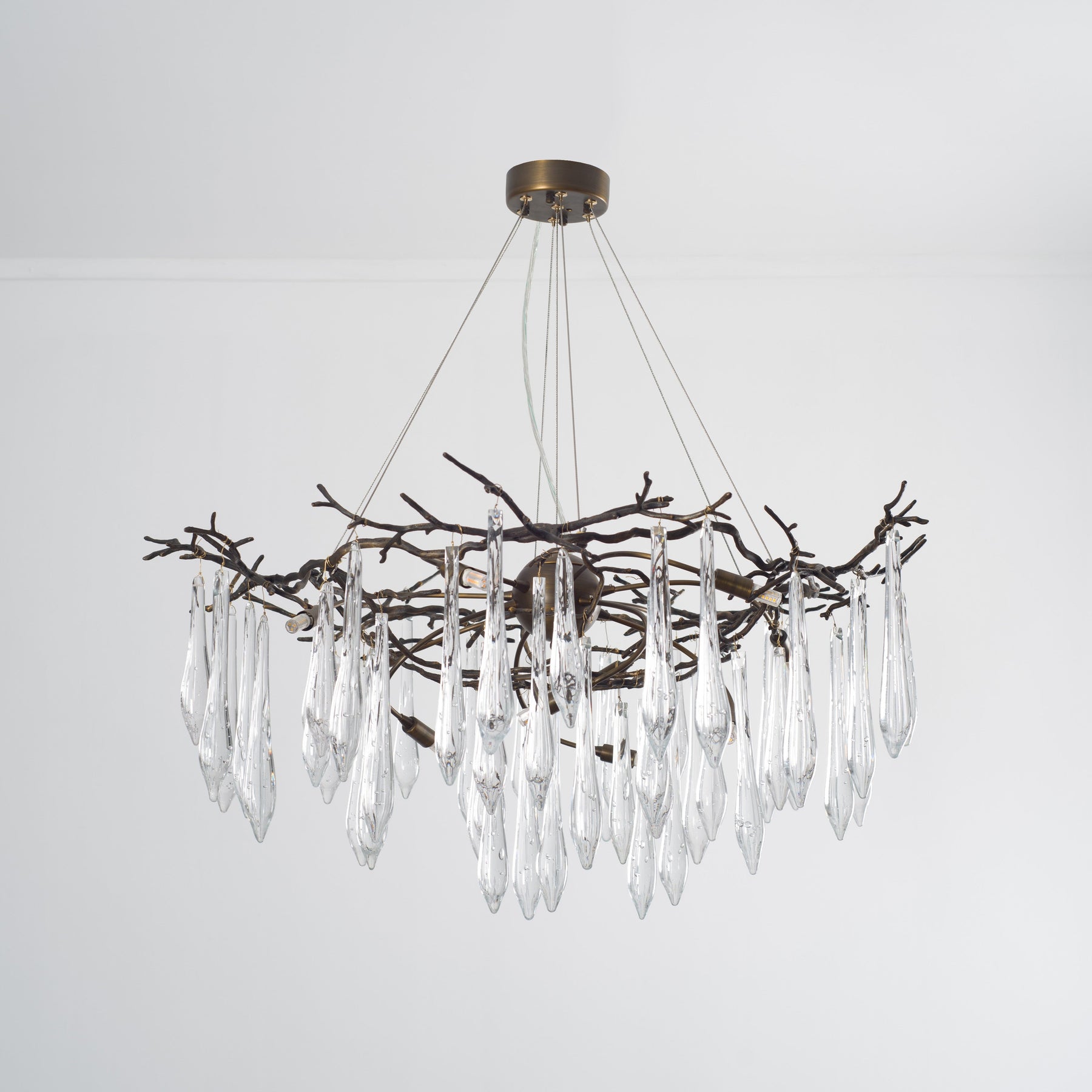 Lucio Teardrop Branch Brass Round Chandelier