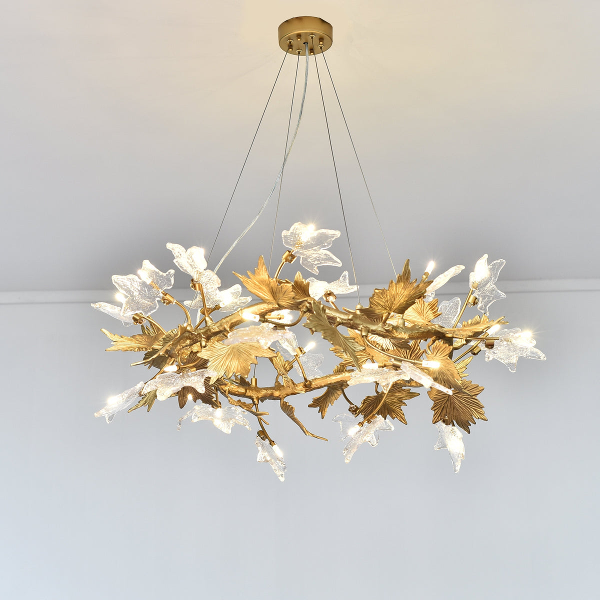 Maple Leaf Organic Branch Round Chandelier