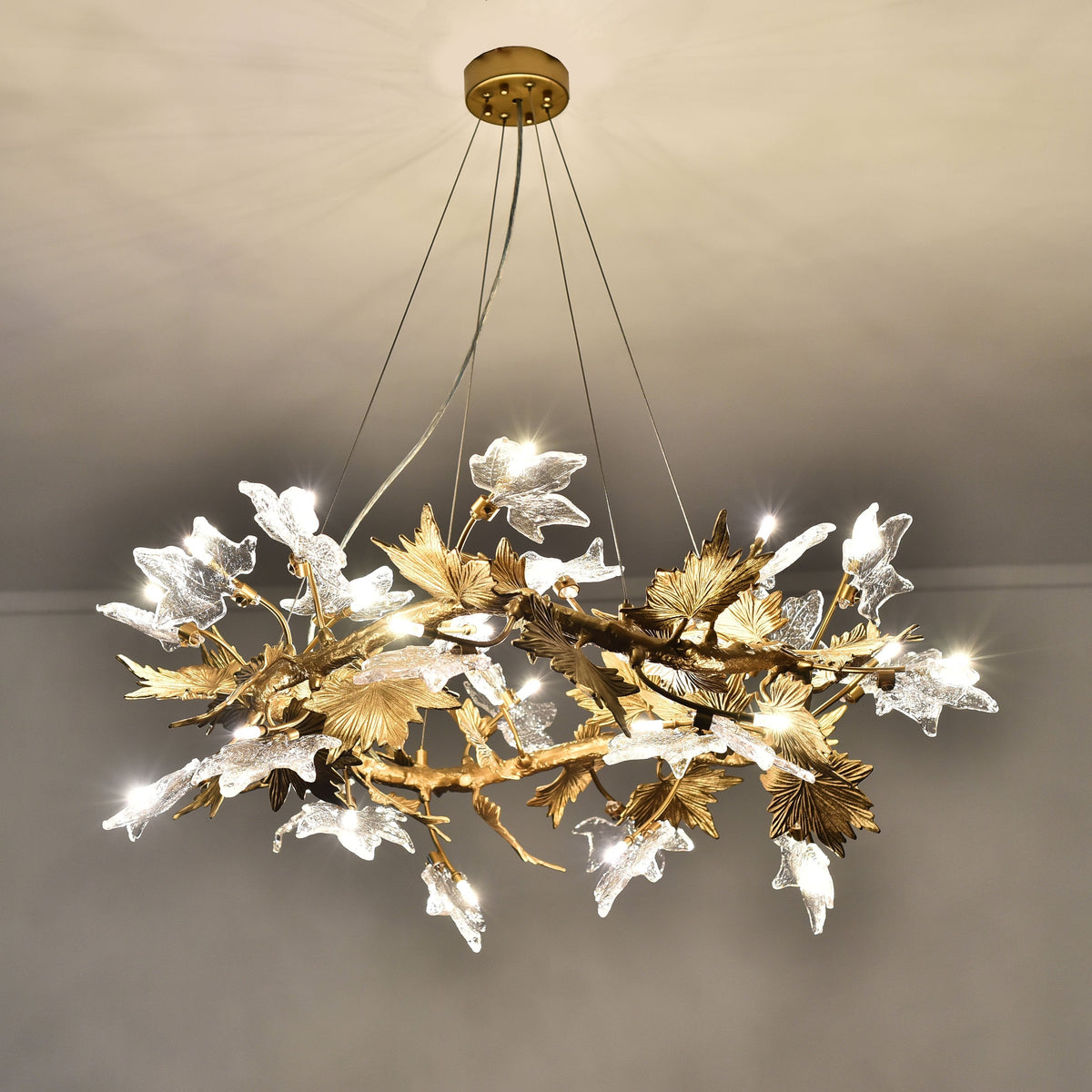 Maple Leaf Organic Branch Round Chandelier