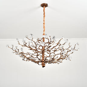 Lio Gemstone Branch Brass Round Chandelier