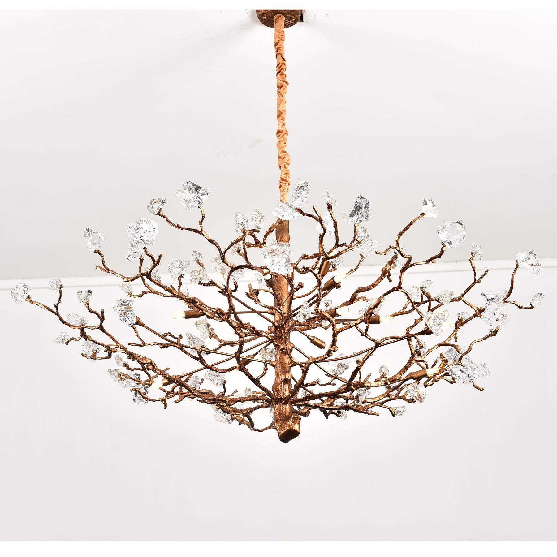 Lio Gemstone Branch Brass Round Chandelier