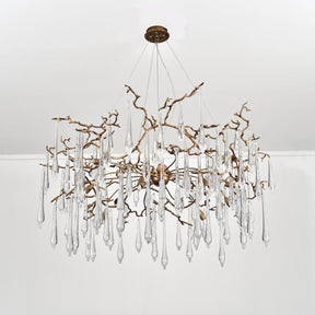 Lucio Teardrop Branch Brass Round Chandelier