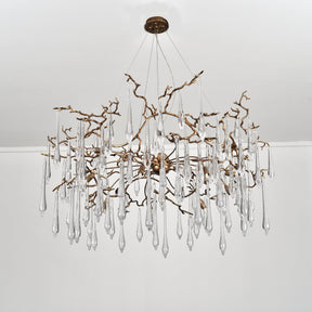 Lucio Teardrop Branch Brass Round Chandelier