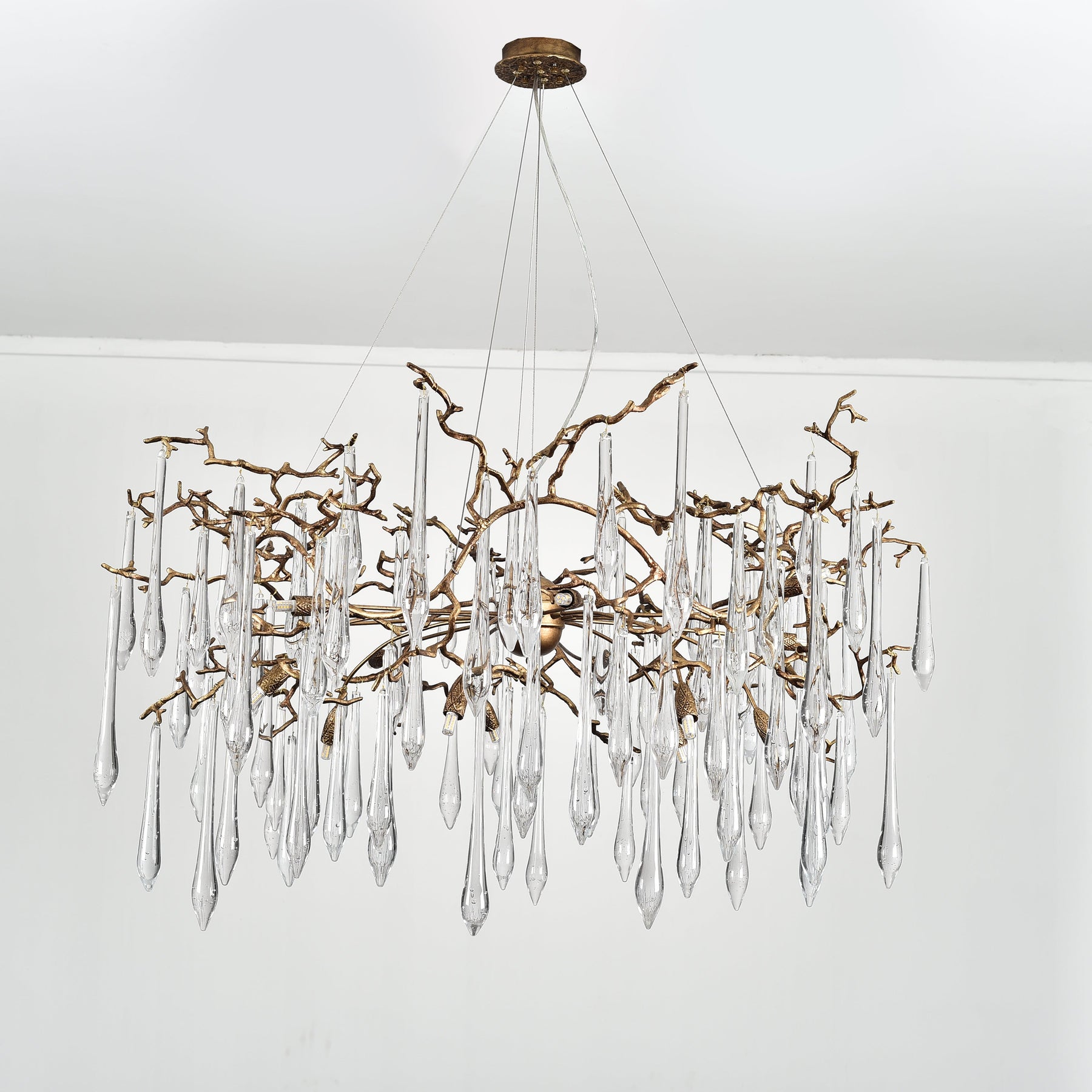 Lucio Teardrop Branch Brass Round Chandelier