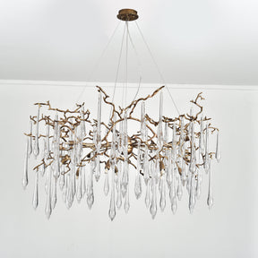 Lucio Teardrop Branch Brass Round Chandelier