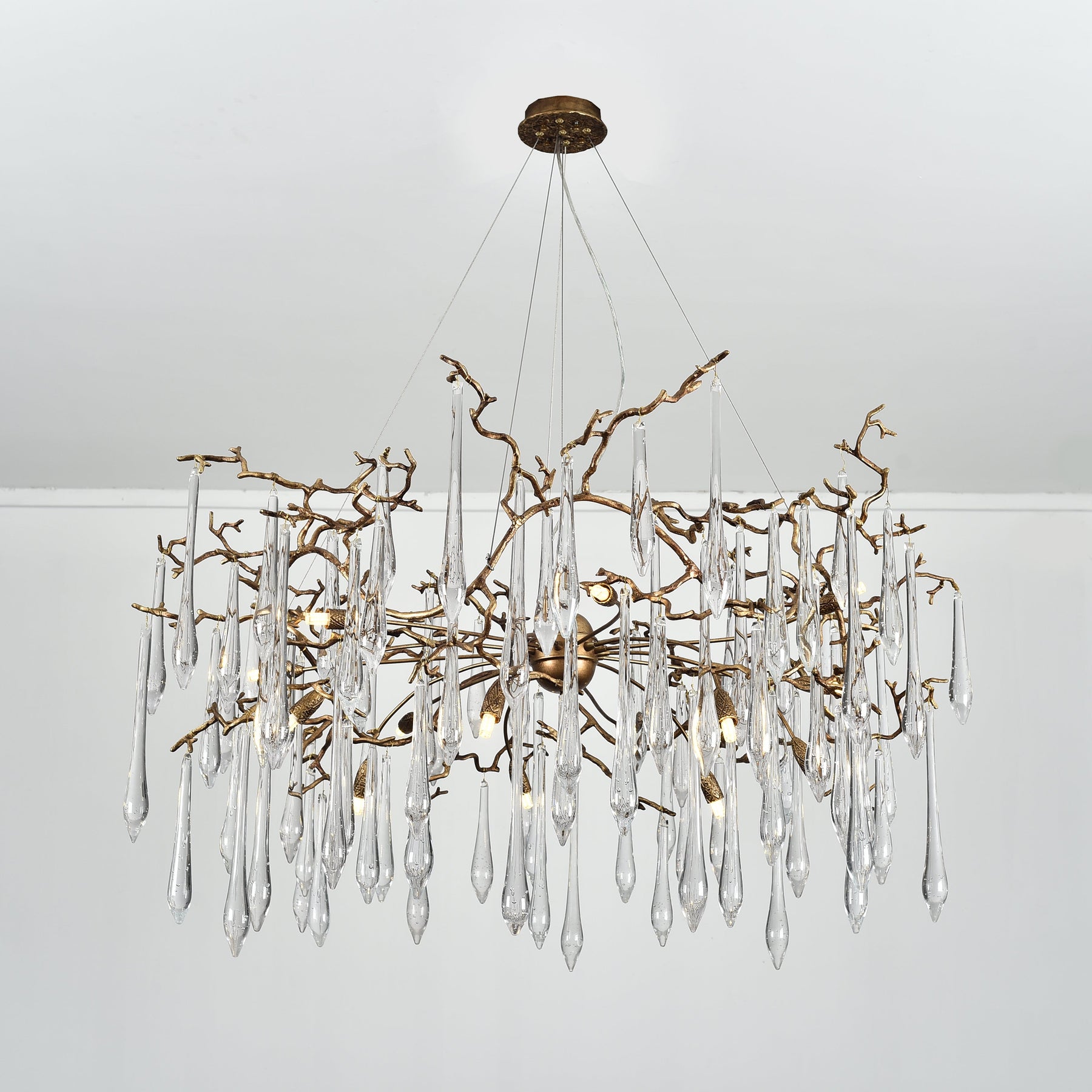 Lucio Teardrop Branch Brass Round Chandelier