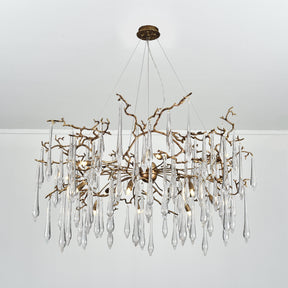 Lucio Teardrop Branch Brass Round Chandelier