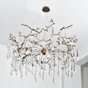 Lucio Teardrop Branch Brass Round Chandelier