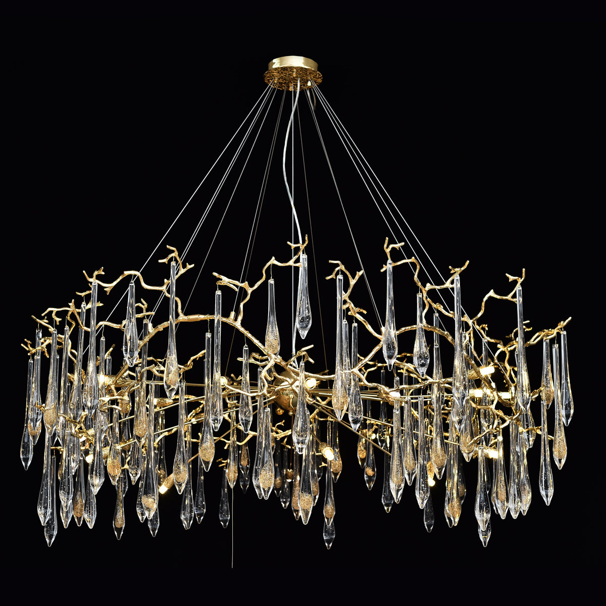 Lucio Teardrop Branch Brass Round Chandelier