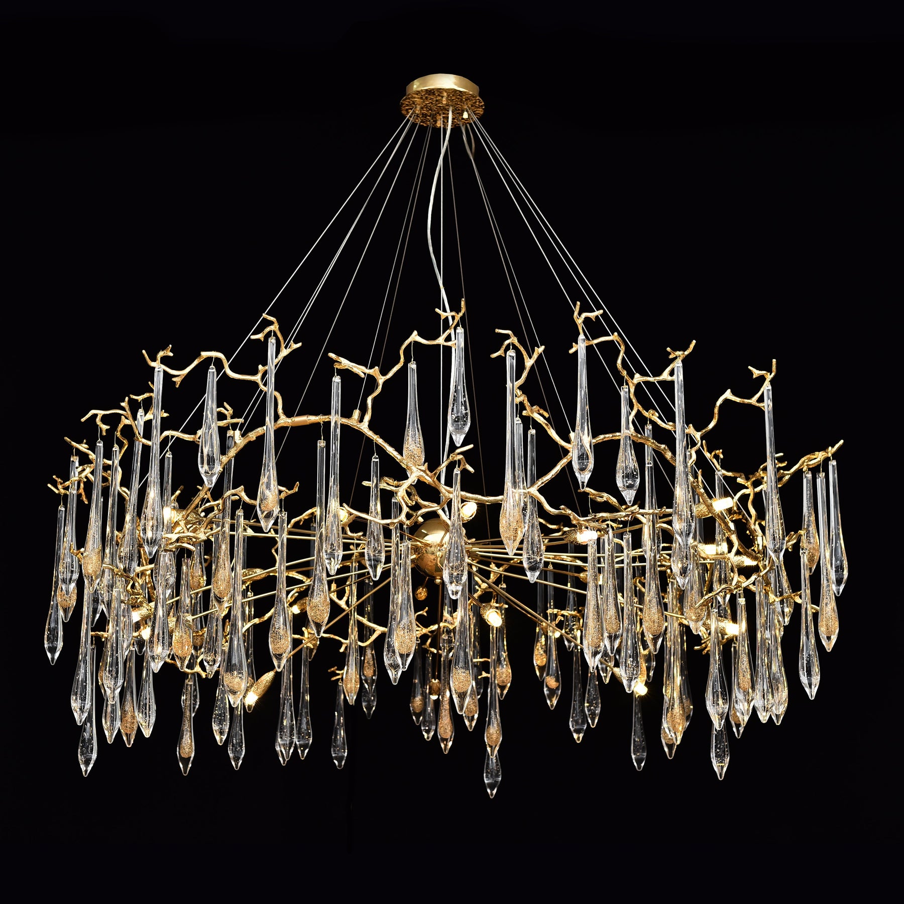 Lucio Teardrop Branch Brass Round Chandelier