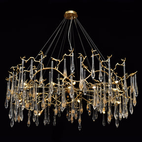 Lucio Teardrop Branch Brass Round Chandelier