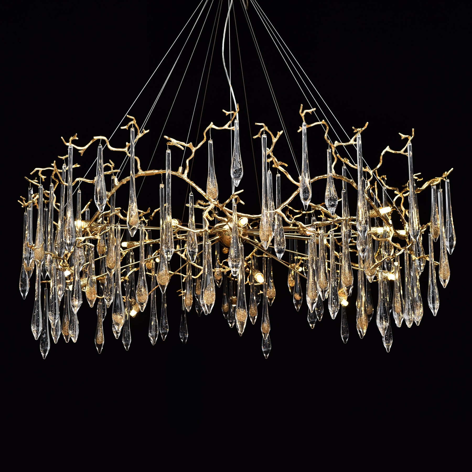 Lucio Teardrop Branch Brass Round Chandelier