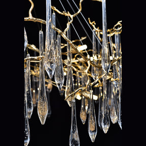 Lucio Teardrop Branch Brass Round Chandelier