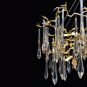 Lucio Teardrop Branch Brass Round Chandelier