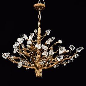 Lio Gemstone Branch Brass Round Chandelier