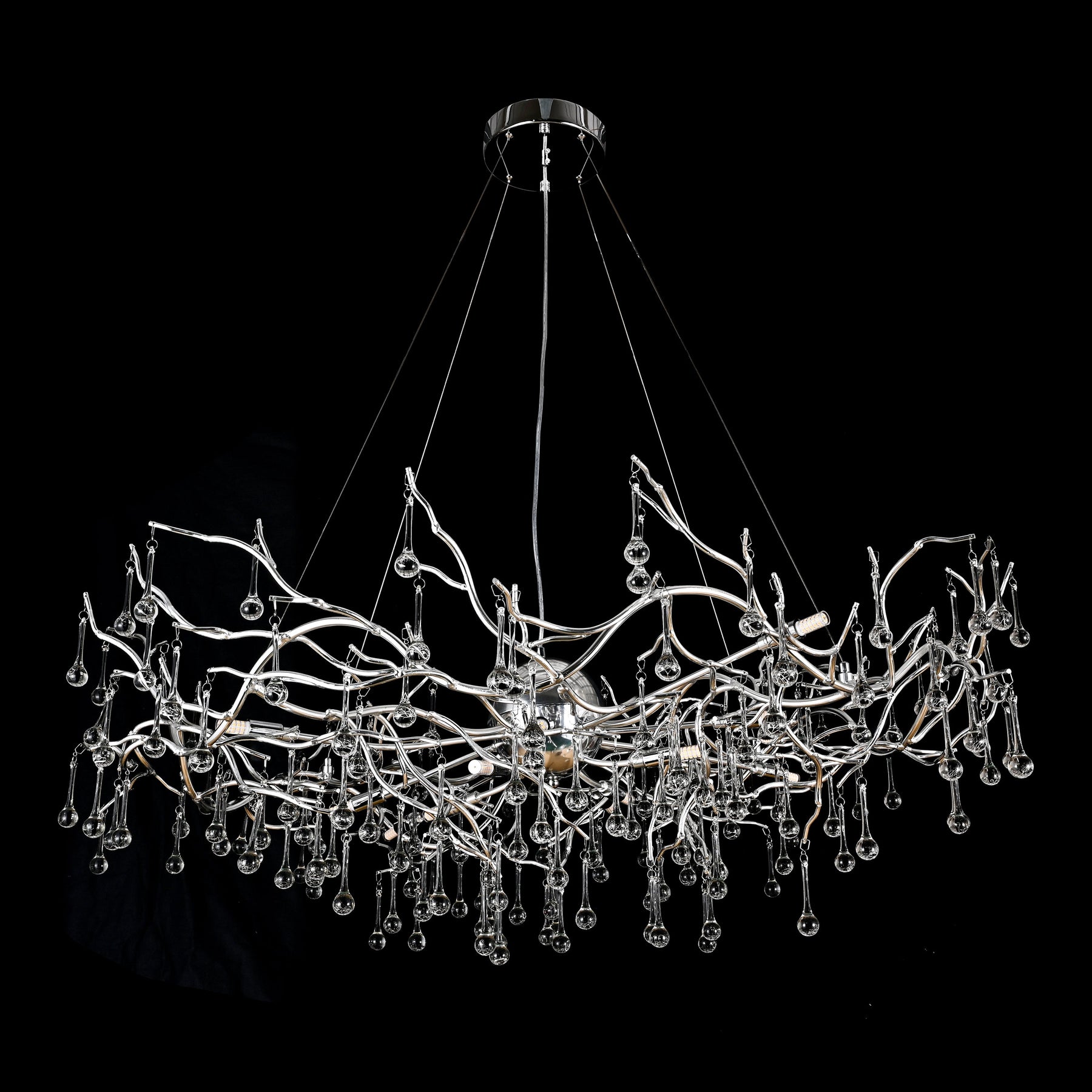 Lio Teardrop Branch Brass Round Chandelier