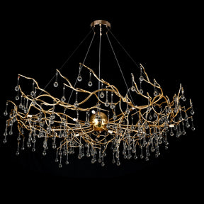 Lio Teardrop Branch Brass Round Chandelier