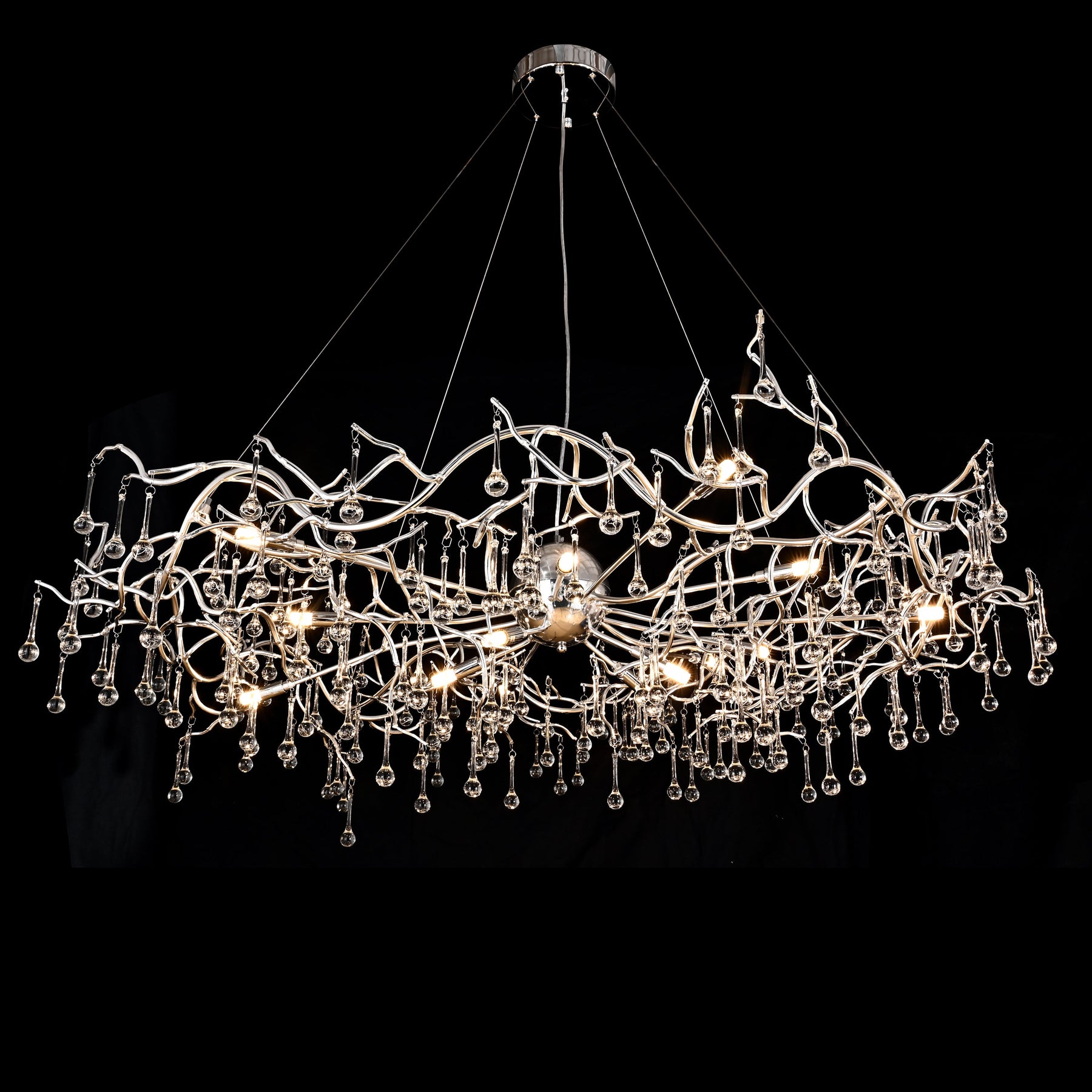 Lio Teardrop Branch Brass Round Chandelier