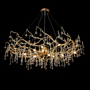 Lio Teardrop Branch Brass Round Chandelier