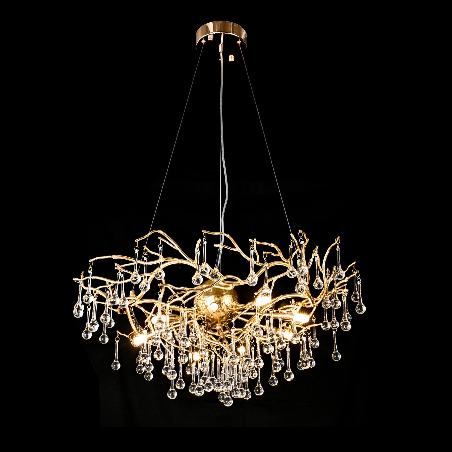 Lio Teardrop Branch Brass Round Chandelier