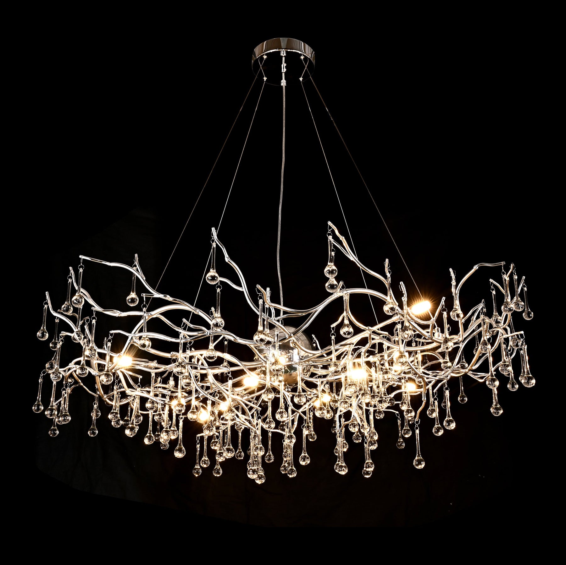 Lio Teardrop Branch Brass Round Chandelier