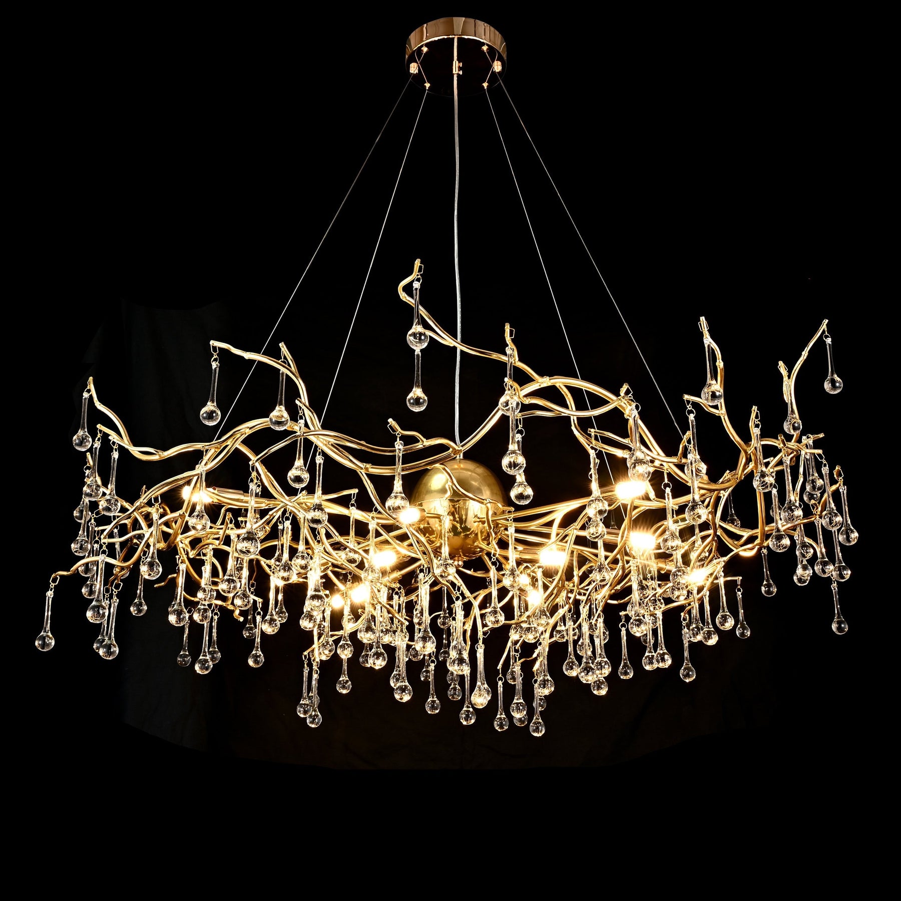 Lio Teardrop Branch Brass Round Chandelier