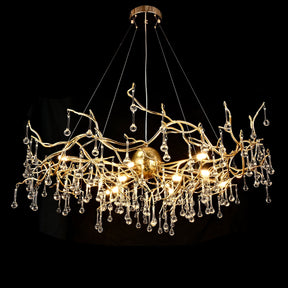 Lio Teardrop Branch Brass Round Chandelier