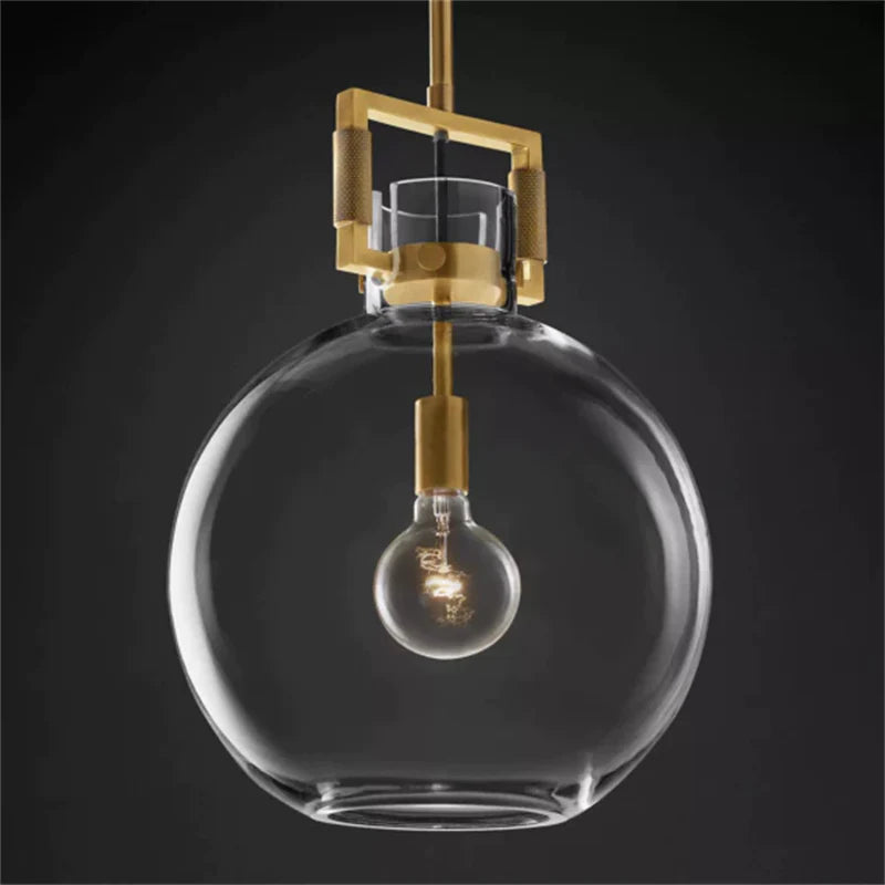 Machine  Modern Machinist Glass Globe Shade Pendant Light 10'', 14'', 18''