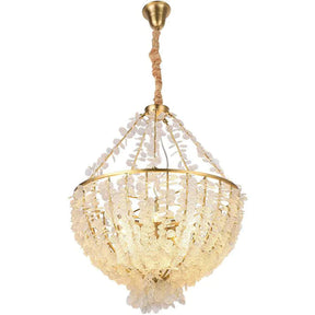 Petal Round Glass Droplet Branch Chandelier, Pendant Light For Bedroom