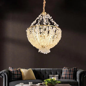 Petal Round Glass Droplet Branch Chandelier, Pendant Light For Bedroom