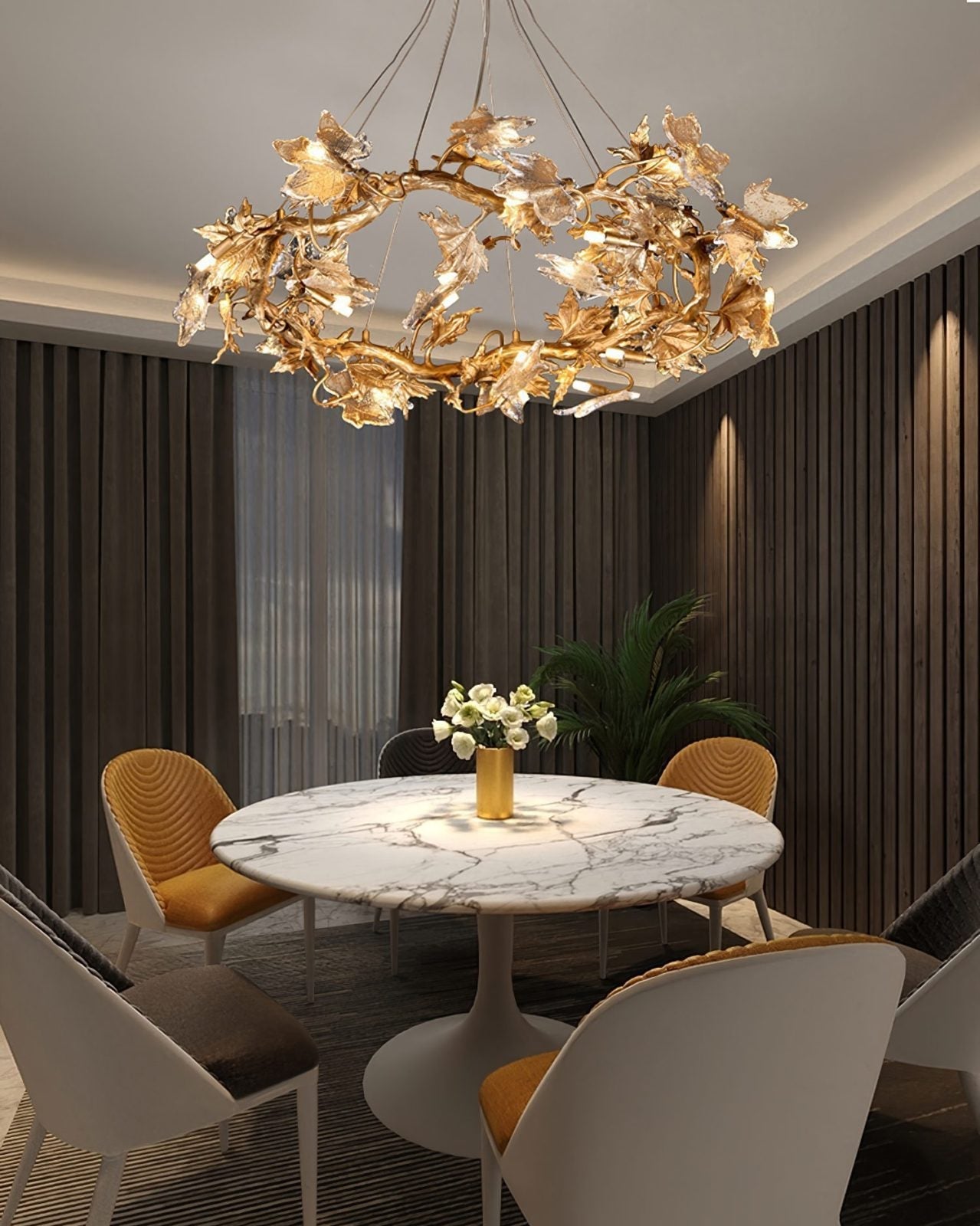 Flora Leaf Branch Brass Chandelier