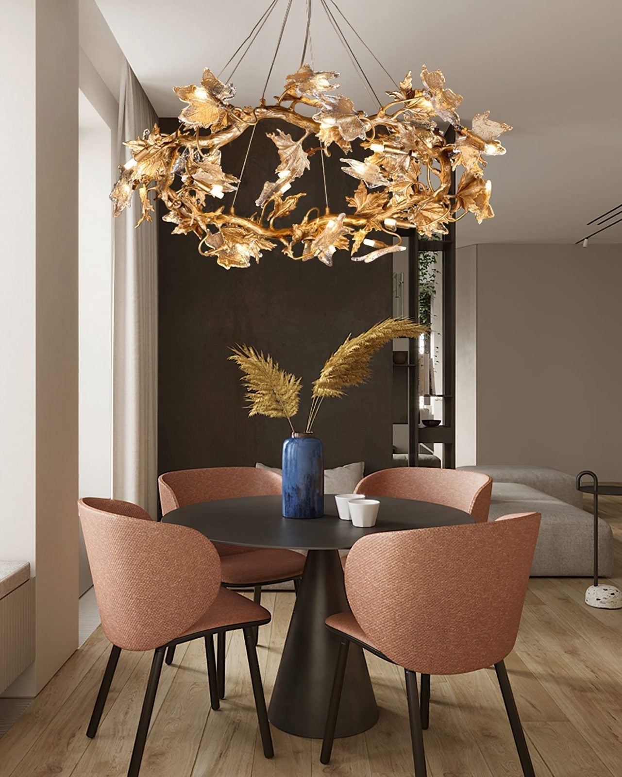 Flora Leaf Branch Brass Chandelier