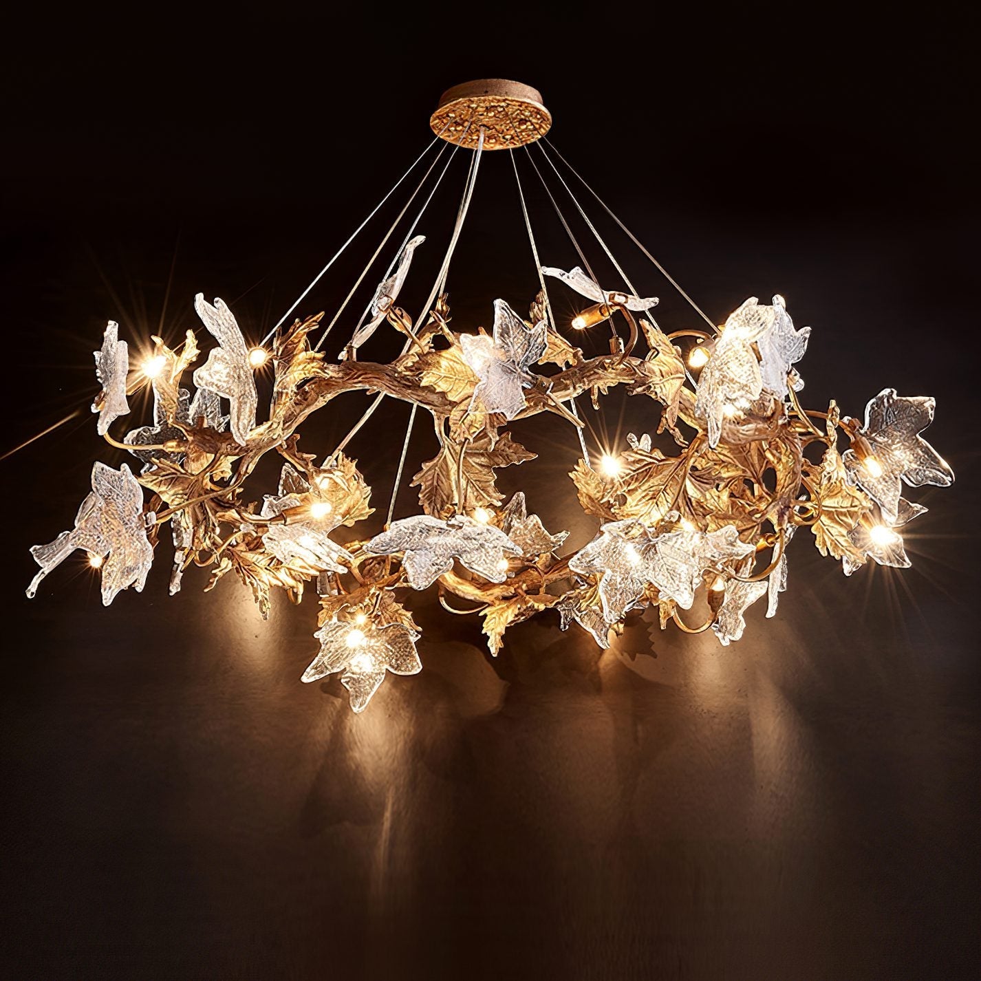 Flora Leaf Branch Brass Chandelier
