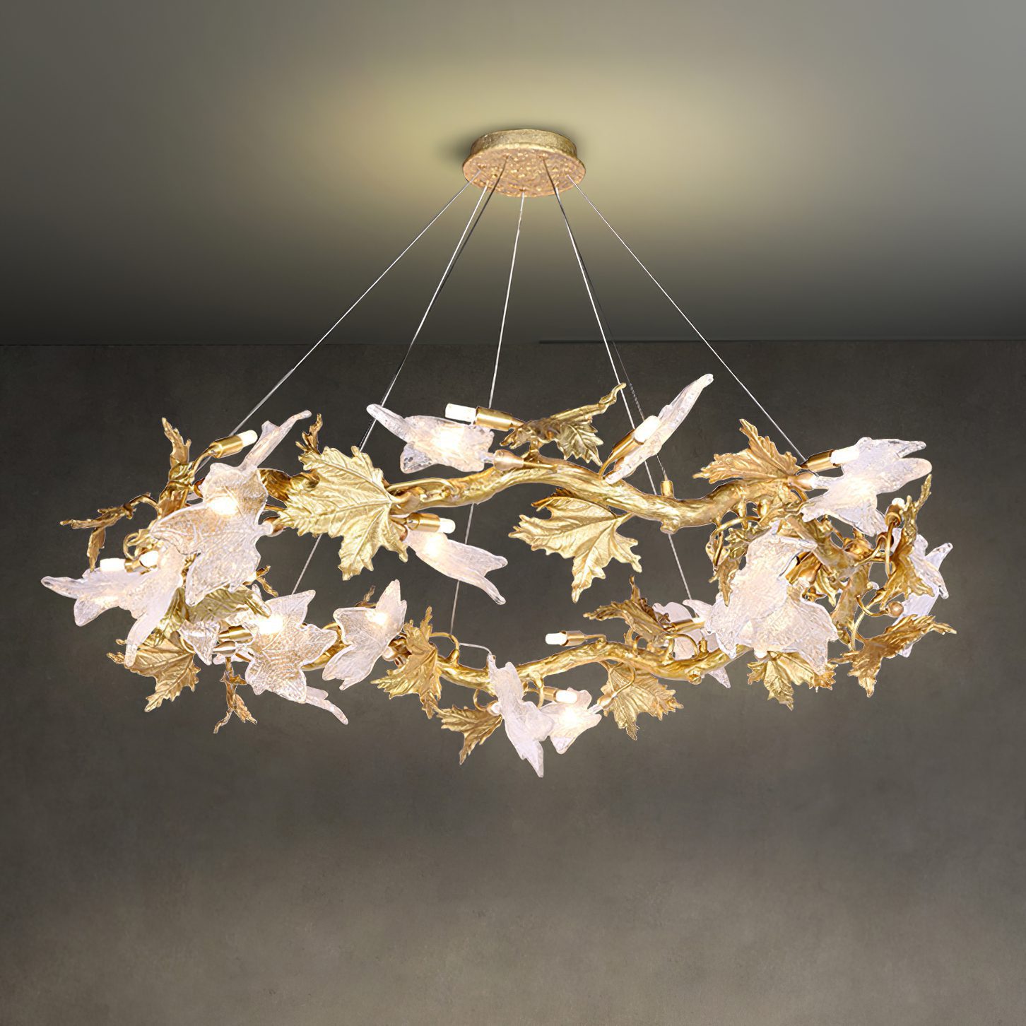 Flora Leaf Branch Brass Chandelier