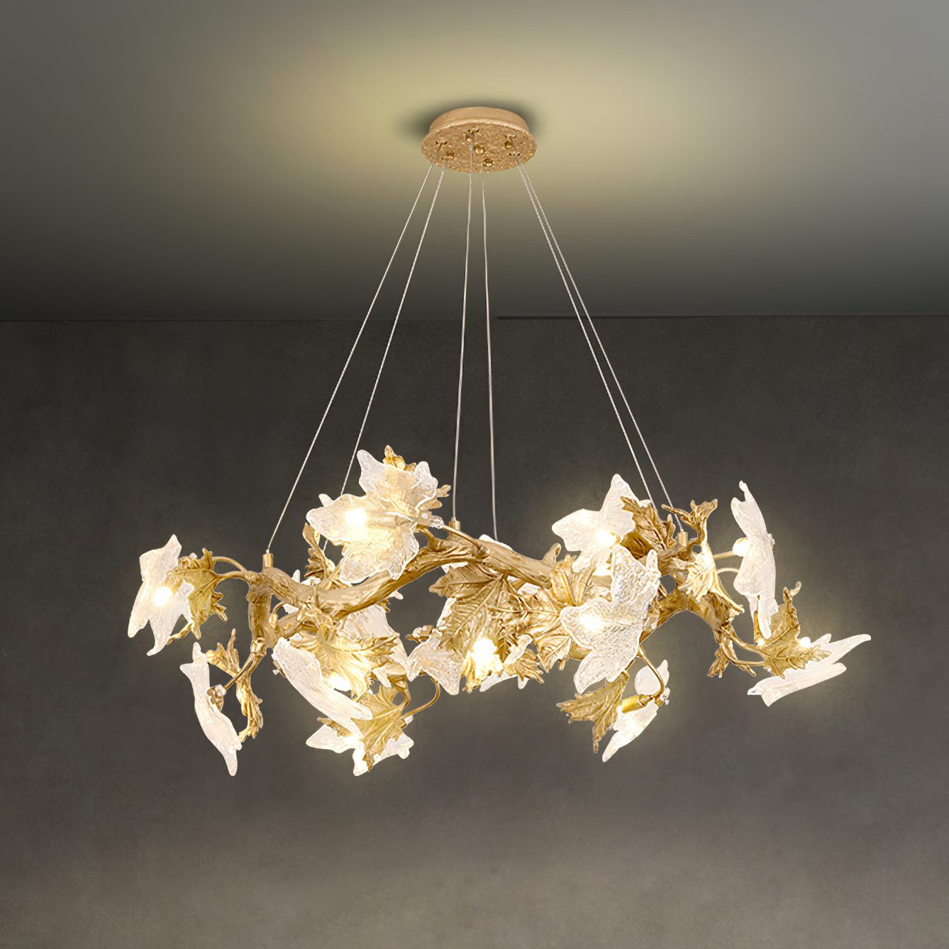 Flora Leaf Branch Brass Chandelier