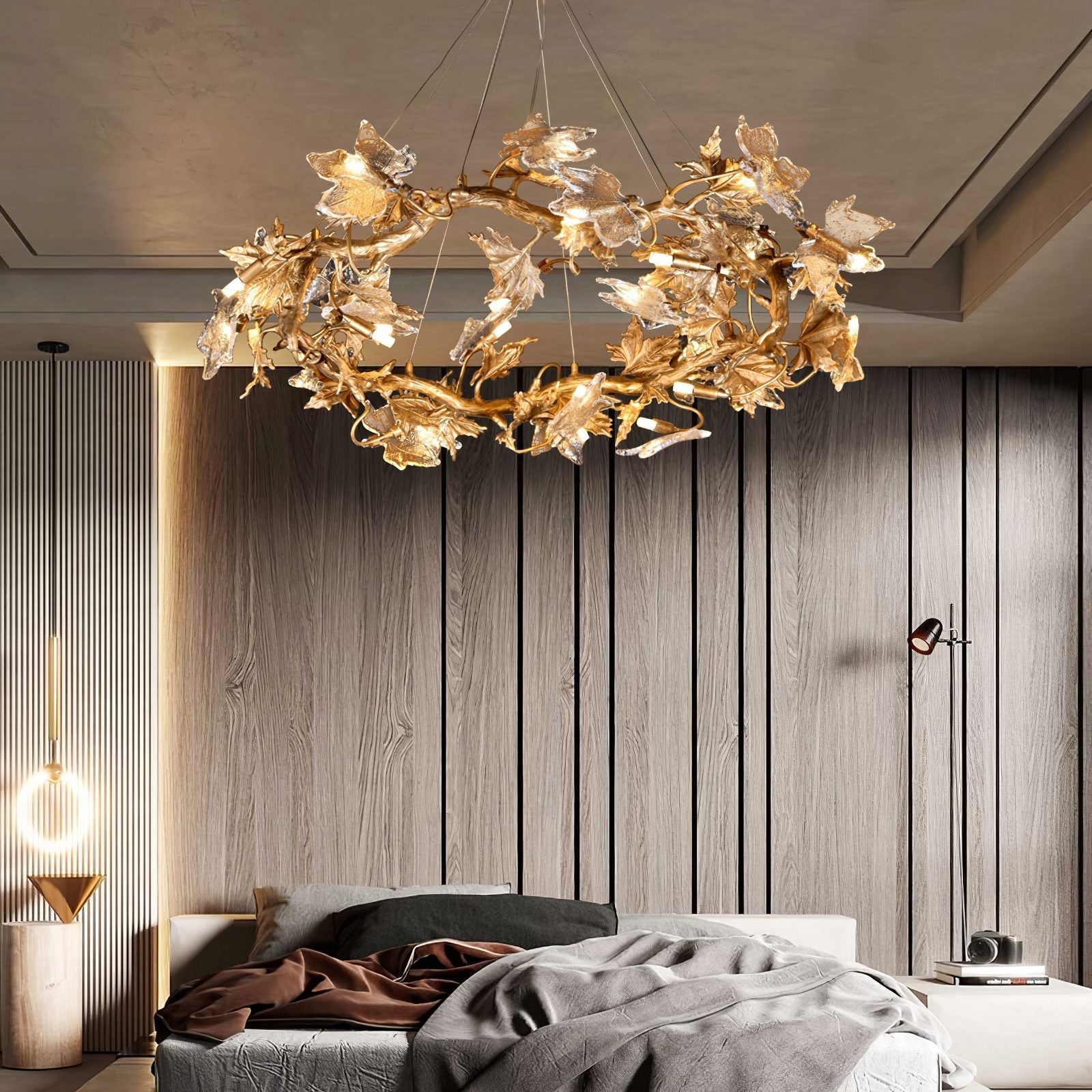 Flora Leaf Branch Brass Chandelier
