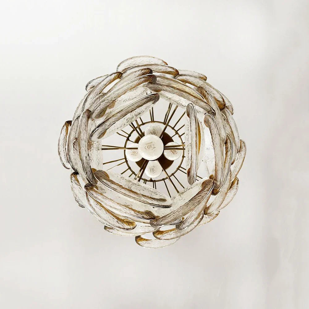 Mazzega Murano Transparent Amber Glasses Chandelier 20.5"