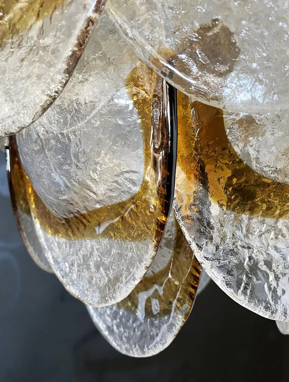 Mazzega Murano Transparent Amber Glasses Chandelier 20.5"