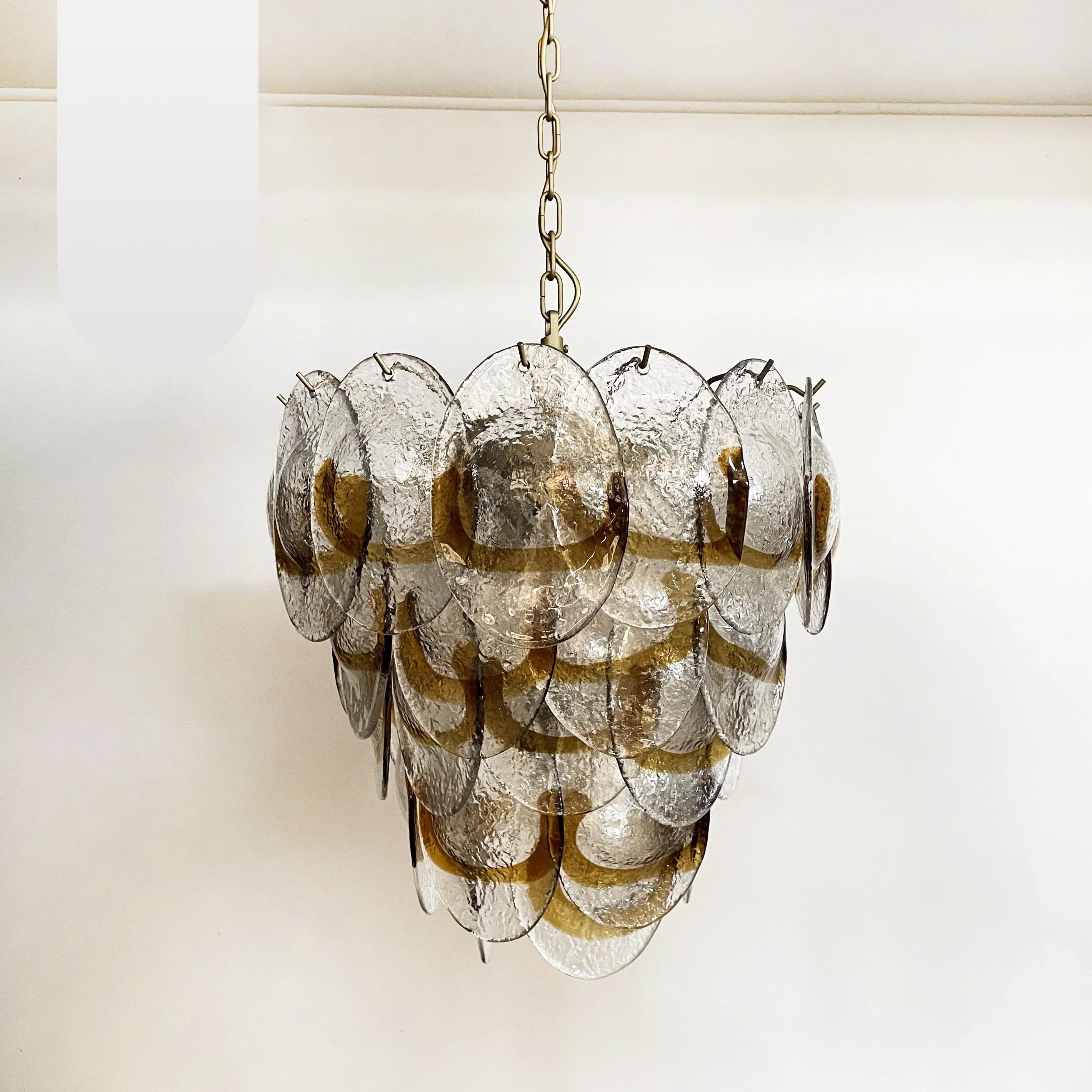 Mazzega Murano Transparent Amber Glasses Chandelier 20.5"