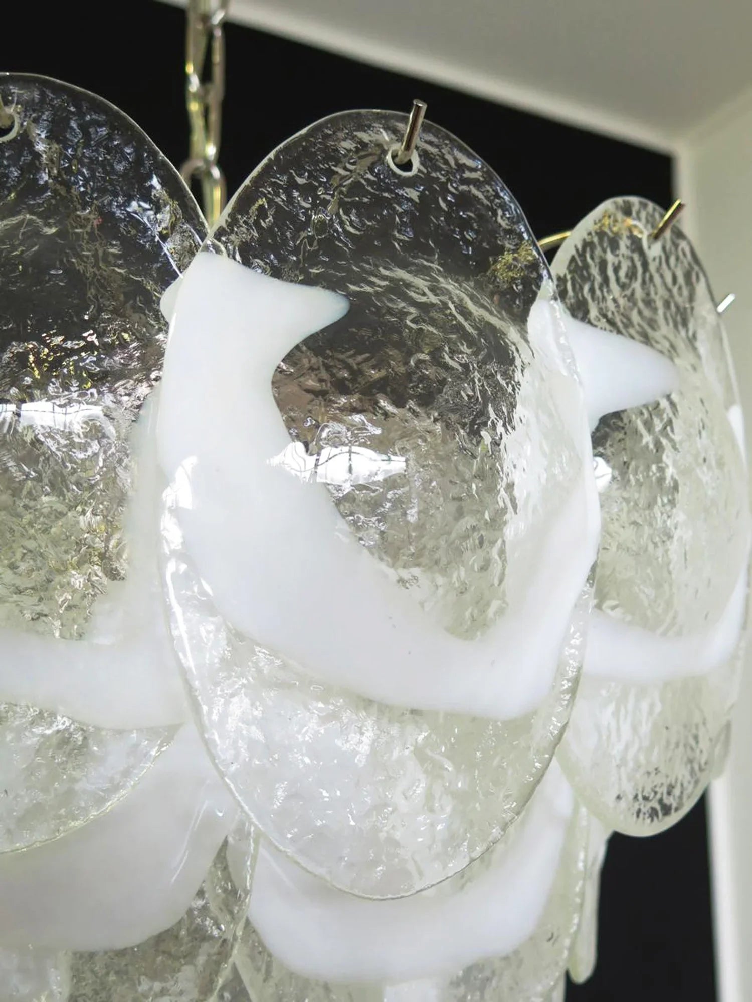 Mazzega Murano Transparent White Glasses Chandelier 20.5"