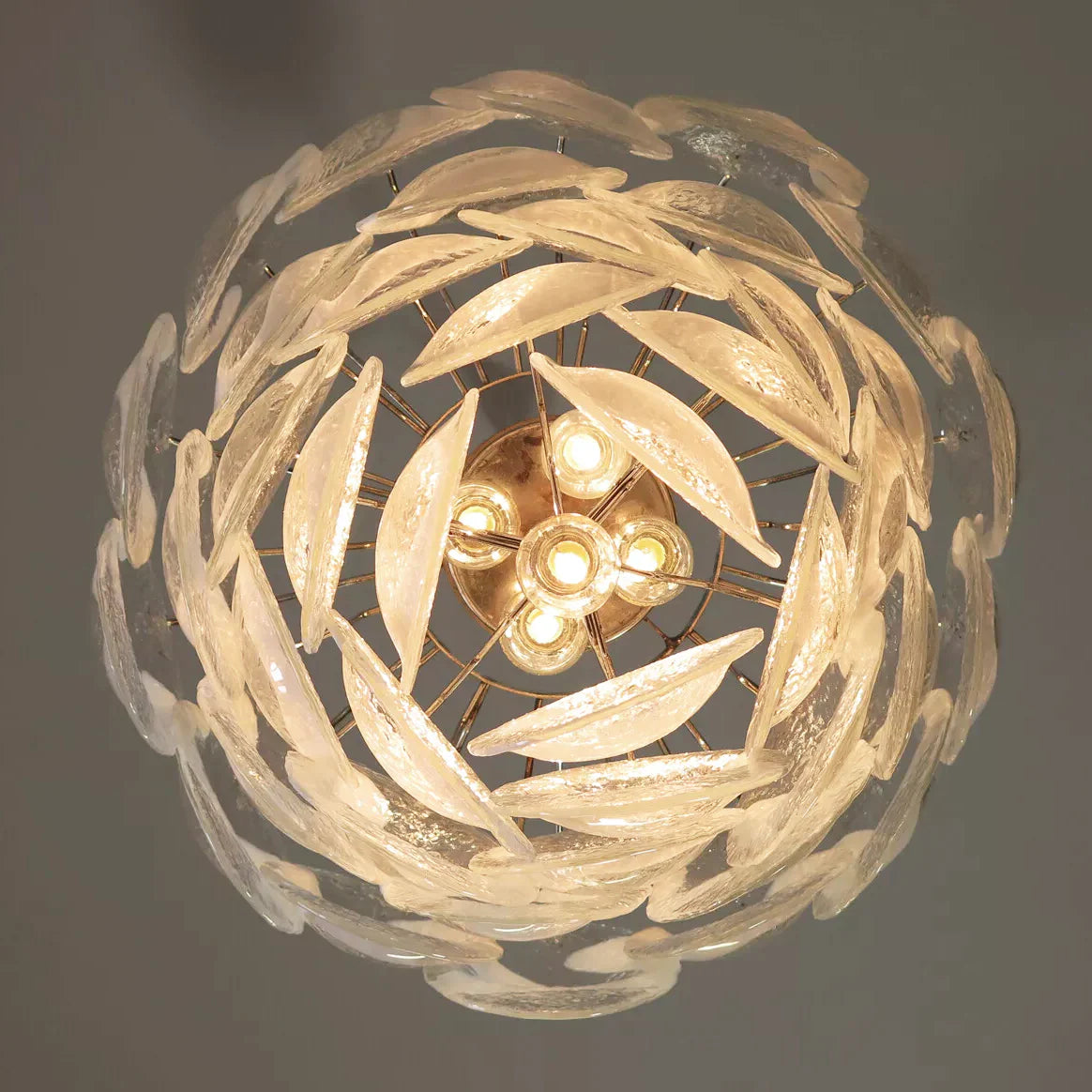 Mazzega Murano Transparent White Glasses Chandelier 20.5"