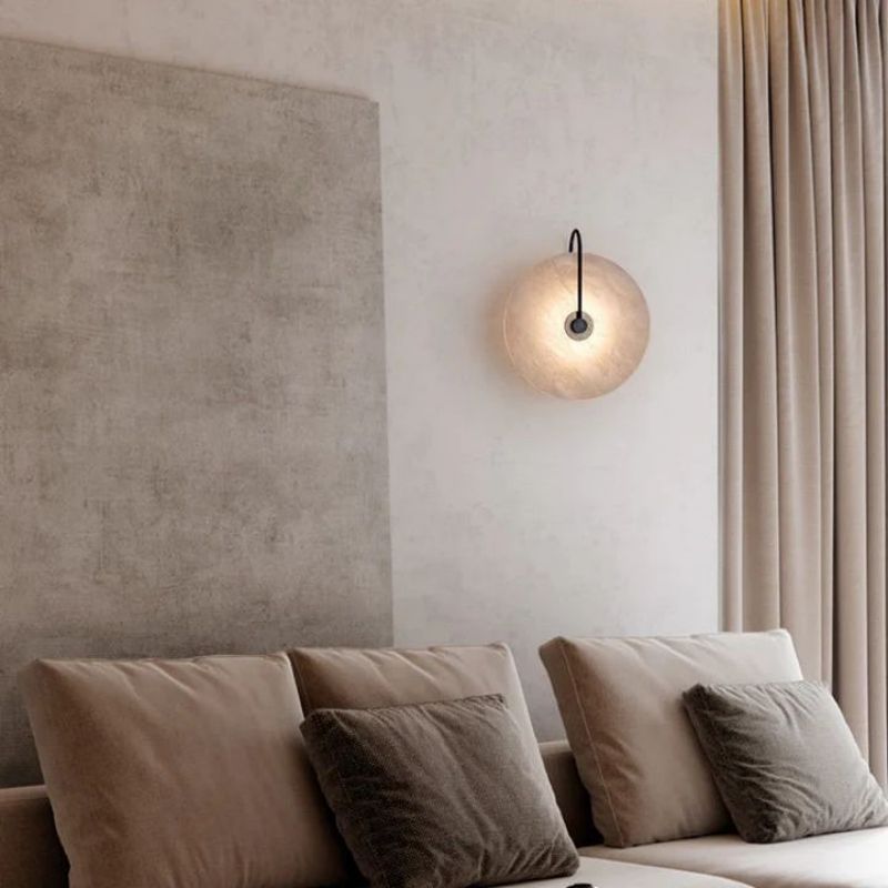 Dina Alabaster Modern Record shape Wall Sconce