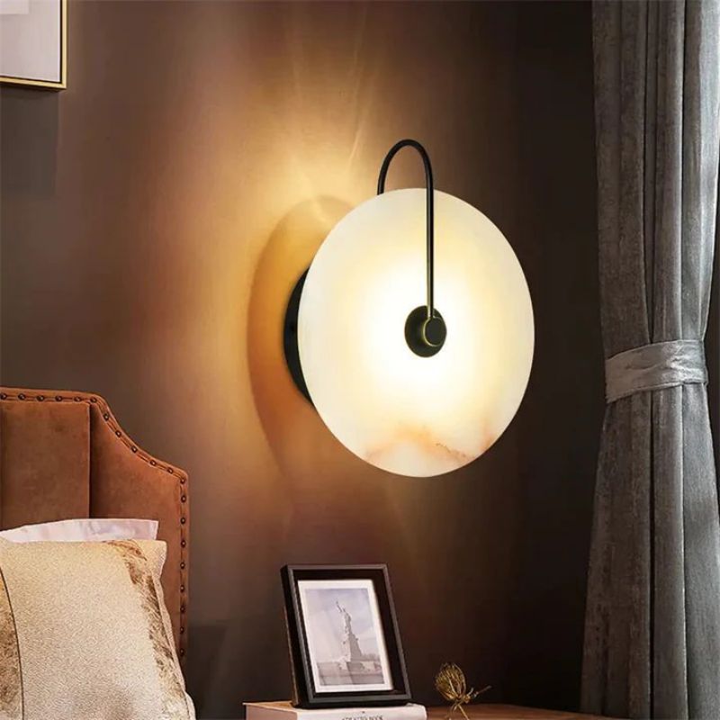 Dina Alabaster Modern Record shape Wall Sconce